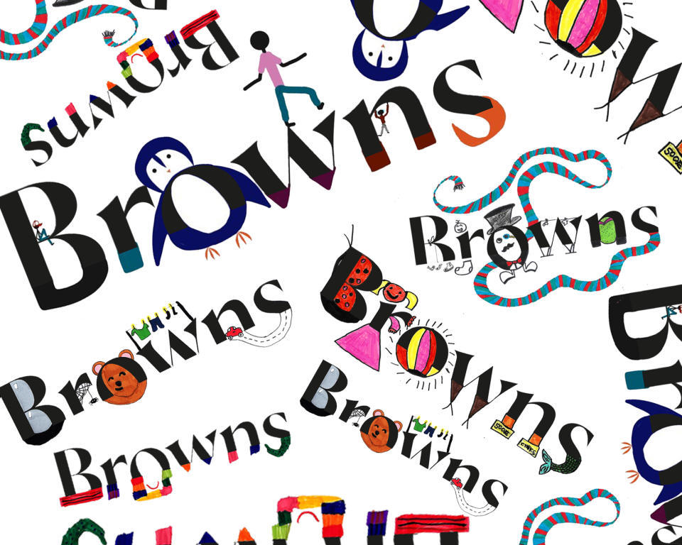 Browns logos drawn by children of Browns employees. - Credit: Courtesy