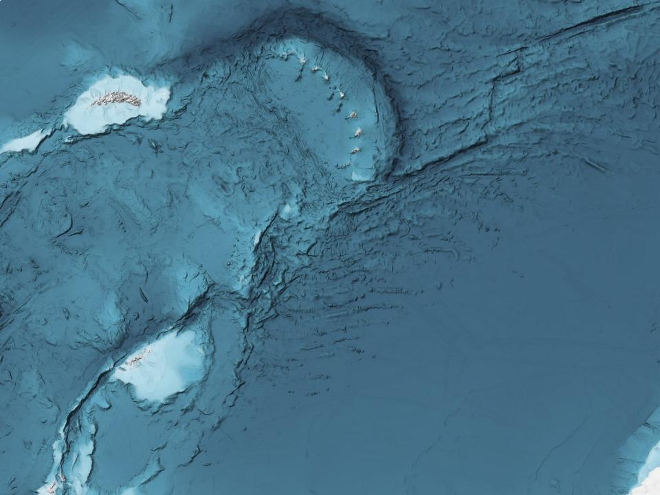 A zoom of the southern ocean map from the The Nippon Foundation-GEBCO Seabed 2030 Project