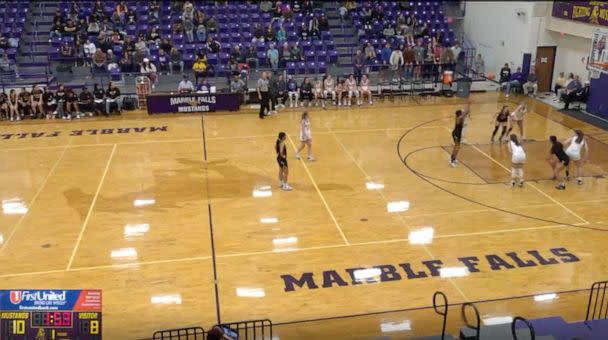 PHOTO: Several spectators in the Marble Falls High School student section were captured on video shouting monkey noises as Asia Prudhomme was shooting free throws. (East Central Independent School District )