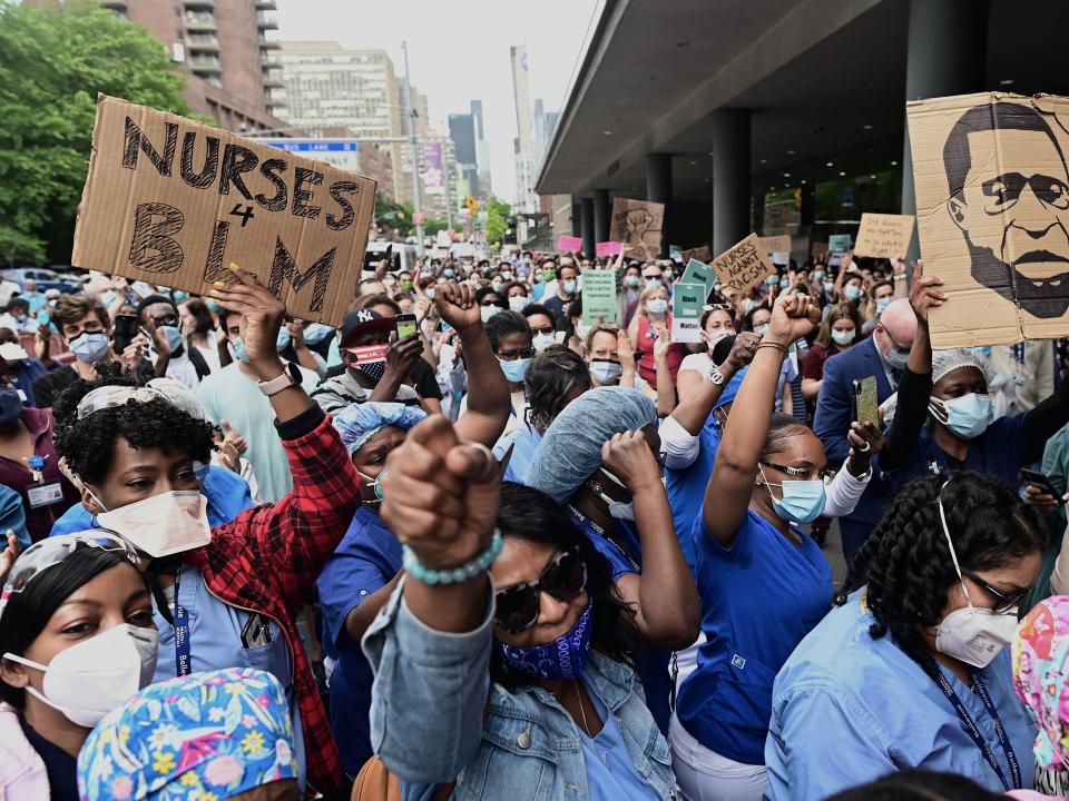 Nurses for BLM Black Lives Matter protest hospital