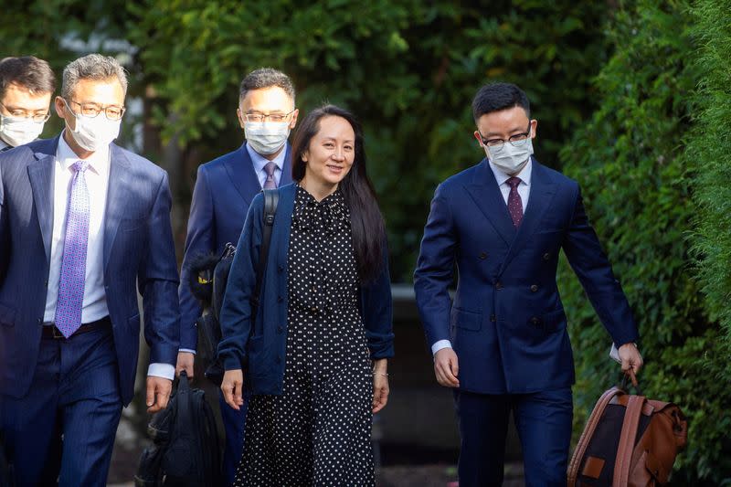 FILE PHOTO: Huawei Technologies Chief Financial Officer Meng Wanzhou leaves her home to attend court in Vancouver