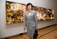 Akie Abe, wife of Japanese Prime Minister Shinzo Abe, walks past an installation from a Japanese artist while visiting the Art Gallery of New South Wales in Sydney, Australia, January 14, 2017. REUTERS/Rick Rycroft/POOL