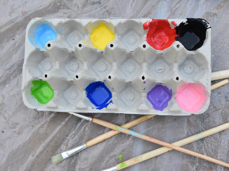 egg carton with paint