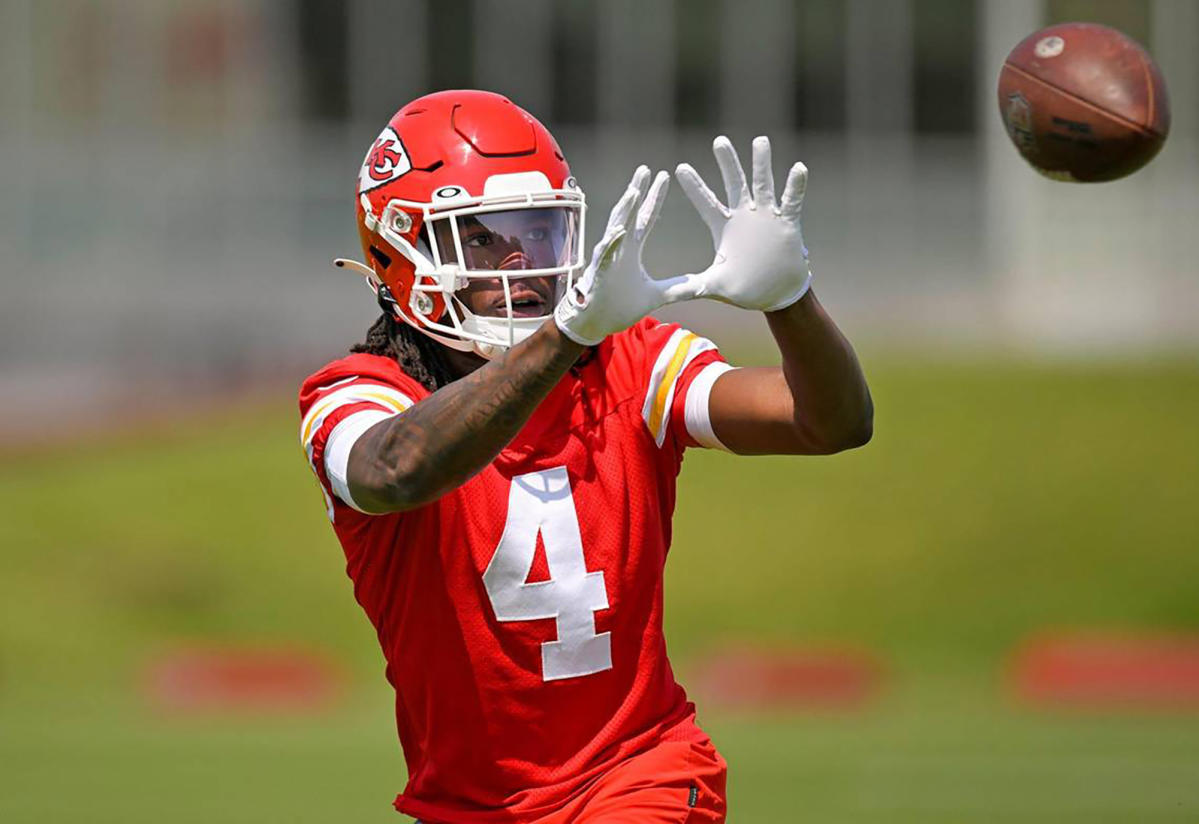 Chiefs receiver Rashee Rice attends off-season training activities despite recent incidents.