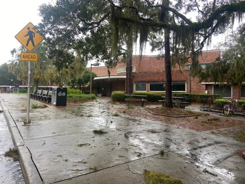 A fallen tree just misses The Summit Baptist Church building in High Springs.