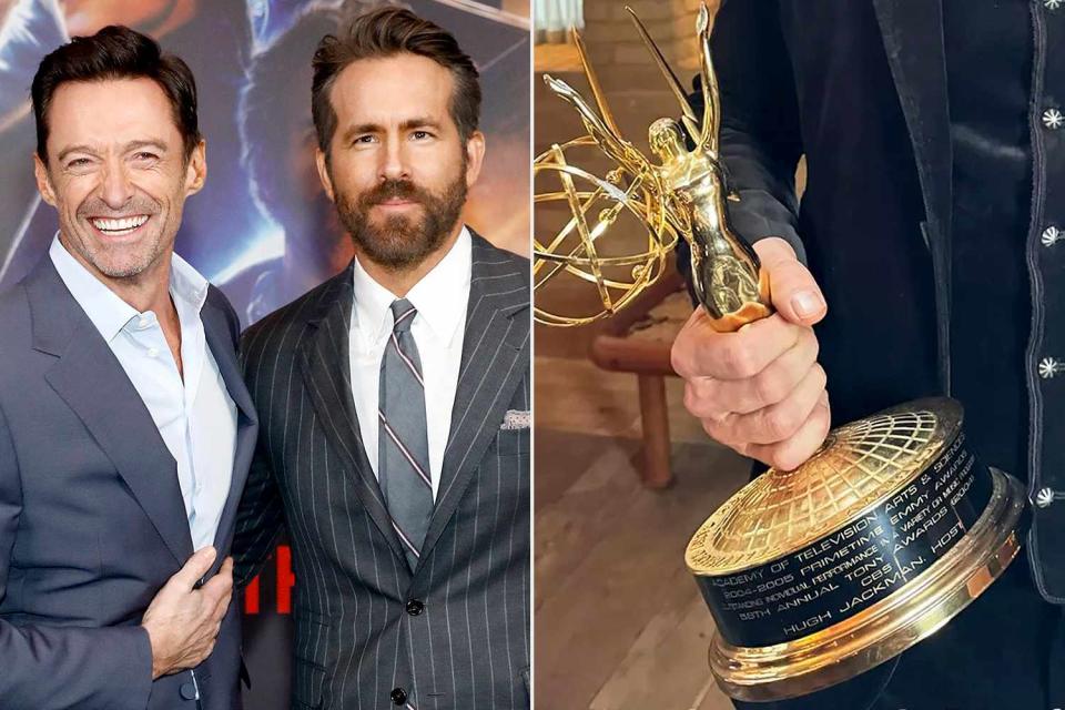 <p>Monica Schipper/Getty Images; Ryan Reynolds/Instagram</p> Ryan Reynolds borrowed Hugh Jackman