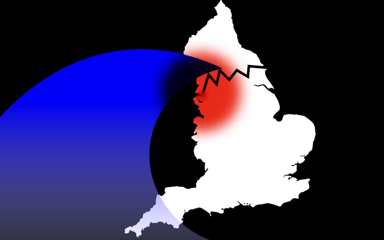 Design showing second wave breaking over England