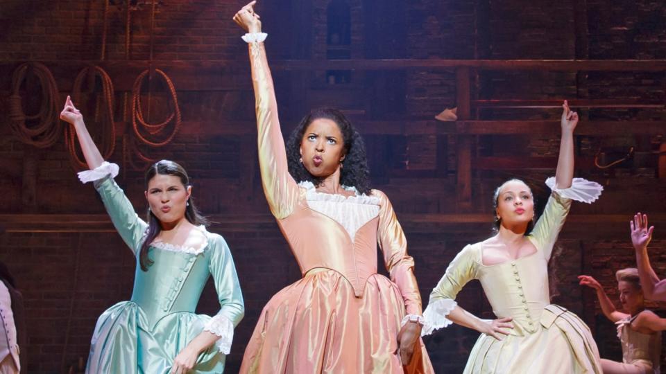 Renée Elise Goldsberry, center, with Phillipa Soo, left, and Jasmine Cephas Jones in "Hamilton."