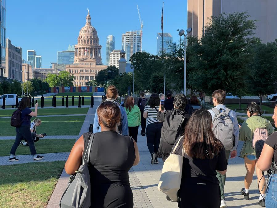 DEI Rally, march to the Capitol building Tuesday, May 14, 2024 (KXAN photo/Todd Bailey)