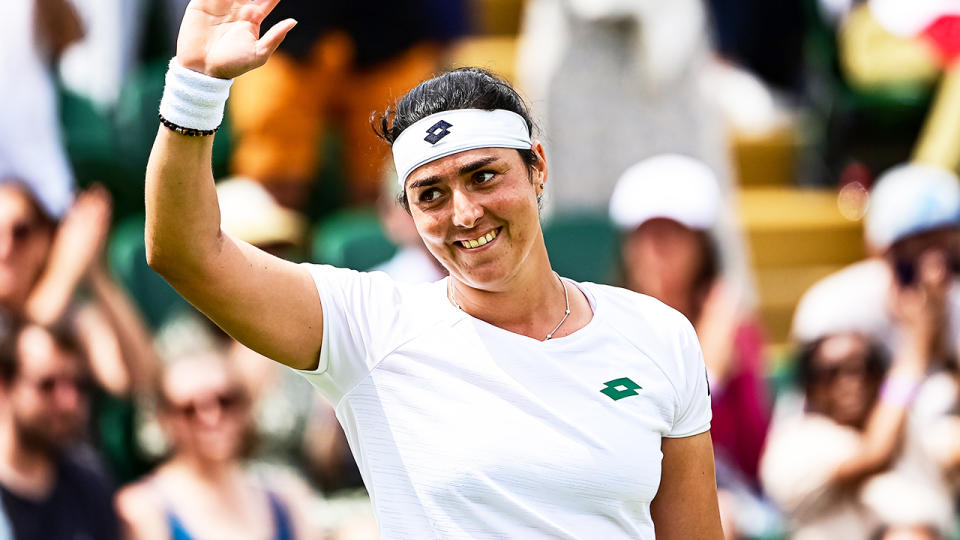 Ons Jabeur (pictured) thanking the crowd after her win at Wimbledon.