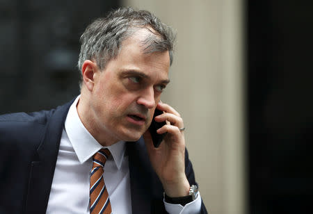 Britain's Conservative Party Chief Whip Julian Smith is seen outside Downing Street in London, Britain, March 28, 2019. REUTERS/Hannah McKay