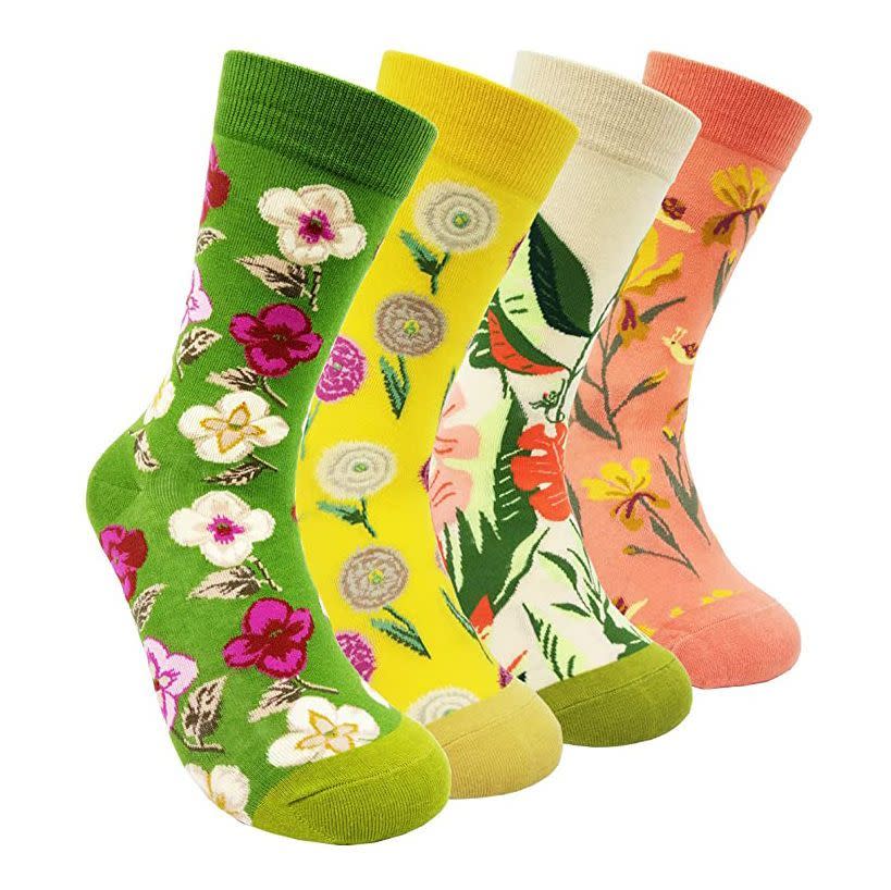 33) Flower Crew Socks, 4-Pack