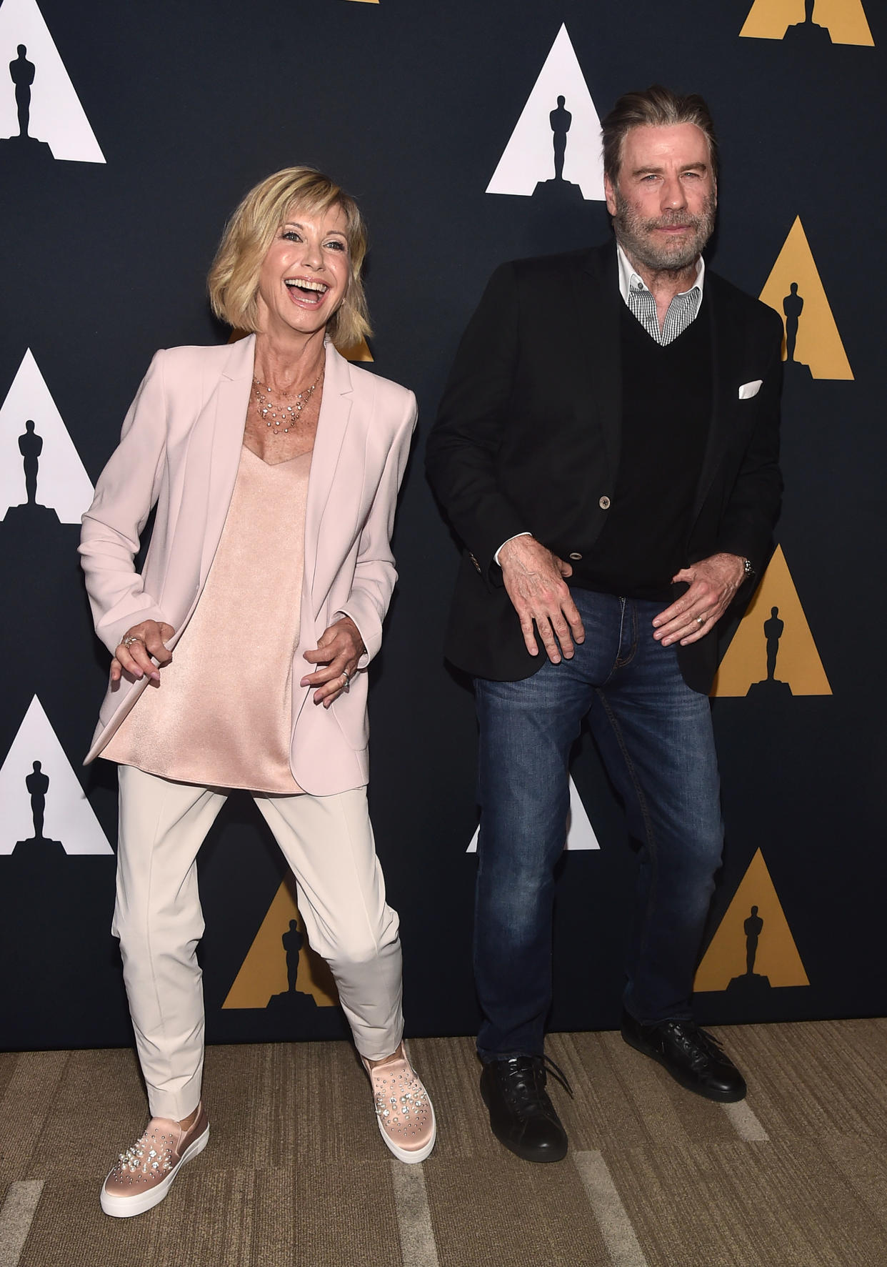 The <i>Grease</i> stars showed off their moves from “You’re the One That I Want.” (Photo: Alberto E. Rodriguez/Getty Images)