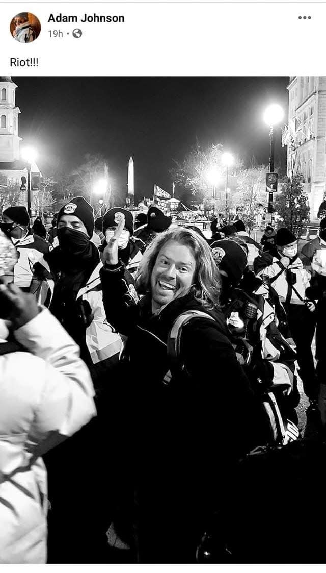 Adam Christian Johnson posted this photo from the U.S. Capitol riot on his Facebook Page. It has since been taken down.