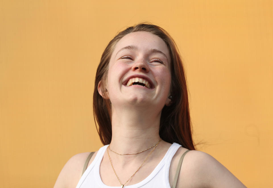 Sigrid performing on the Other Stage during the Glastonbury Festival, at Worthy Farm in Pilton, Somerset.