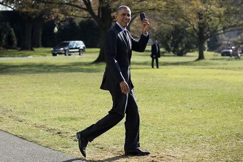 President Obama with cellphone