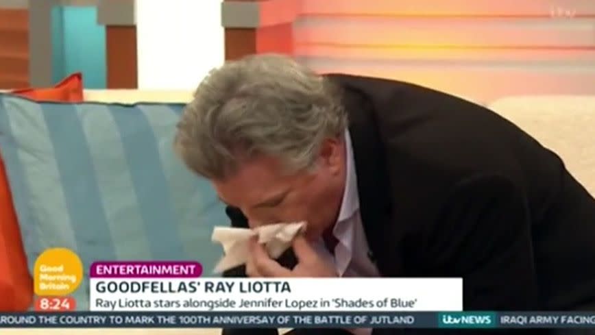 The awkward moment Ray spat his gum out. Source: ITV