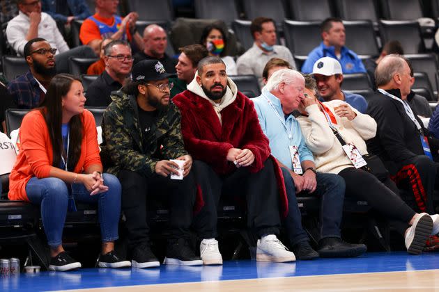 Drake watchs the Oklahoma City Thunder player the Houston Rockets in Oklahoma City in December 2021. (Photo: Zach Beeker via Getty Images)