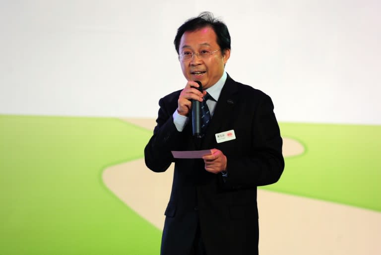 Wang Chuanfu, president and chairman of BYD, speaks during the nationwide launch ceremony of Chinese electric vehicle's M6 model, in Beijing, in 2010