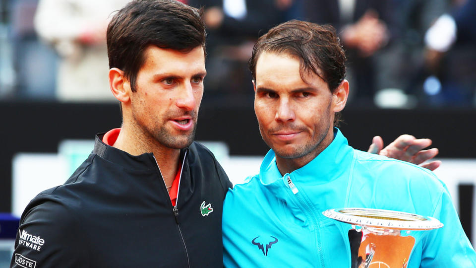 Novak Djokovic and Rafael Nadal, pictured here at the Rome Open in 2019.