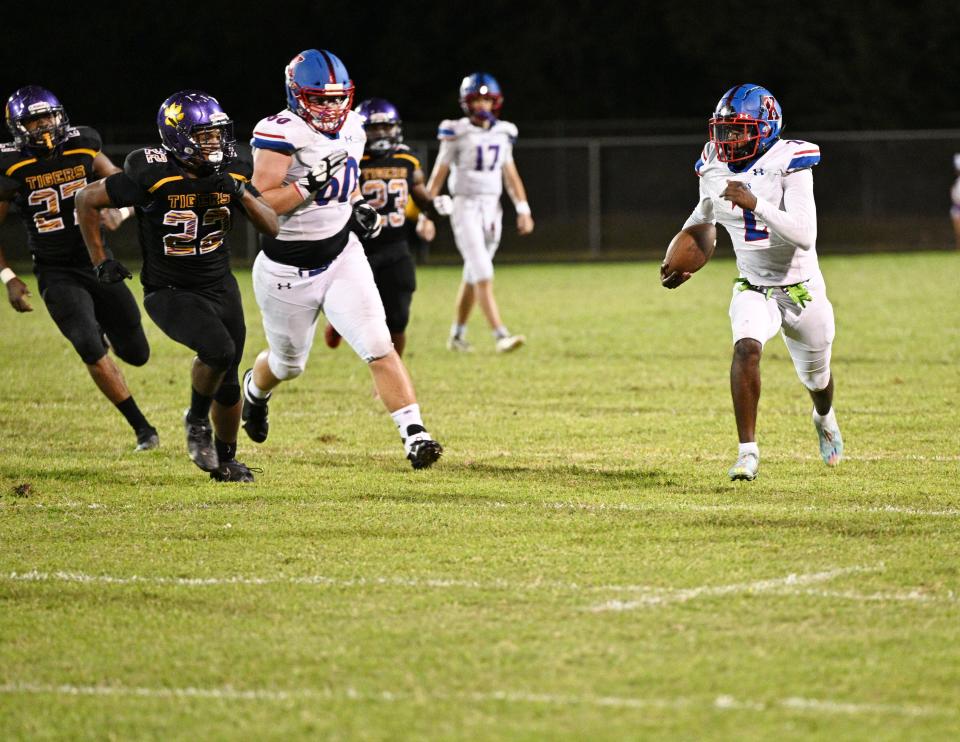 Boynton Beach meets King's Academy in the first round of the 2022 high school football playoffs in Boynton. The Tigers picked up a historic 29-26 win on Nov. 14.