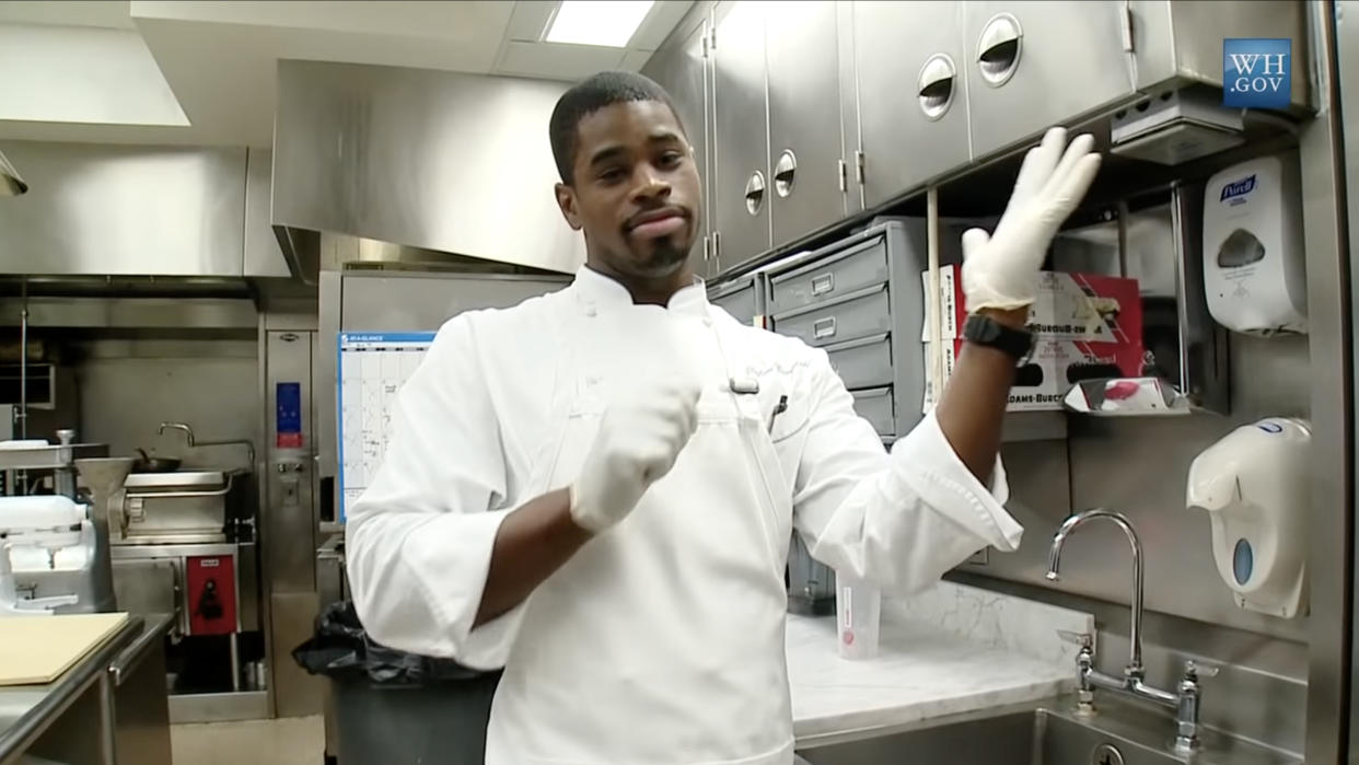 Tafari Campbell, then a sous chef in the White House kitchen, in 2012.
