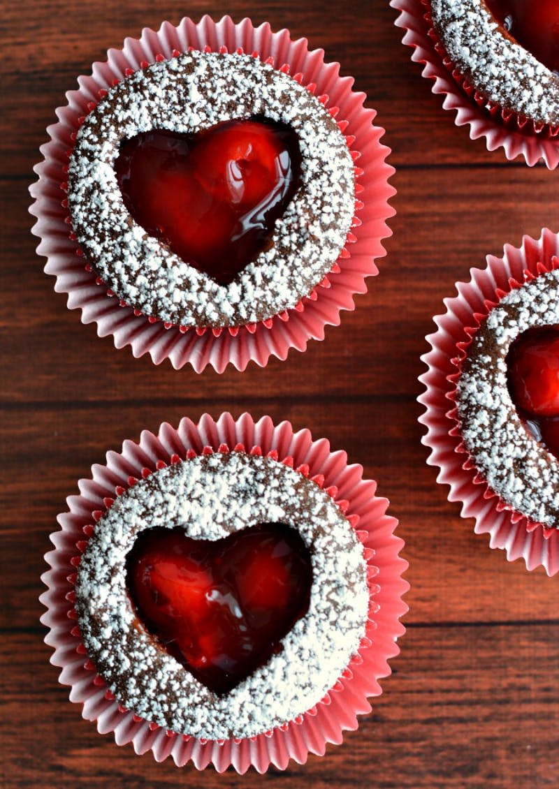 Cherry Heart Cutout Cupcakes