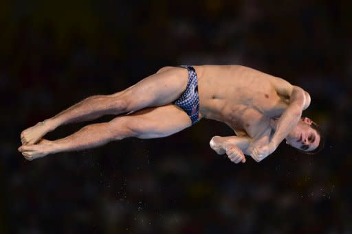 US diver David Boudia competes in the men's 10m platform final at the London Olympics on August 11. Boudia stunned Chinese favourite Qiu Bo in the men's platform diving as he became the first American winner since Greg Louganis in 1988