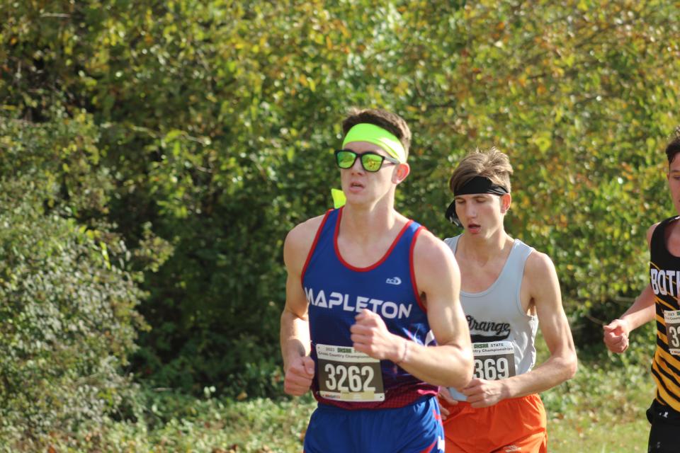 Mapleton's Isaik Schoch earned All-Ohio honors, finishing 19th at the Division III state cross country meet.