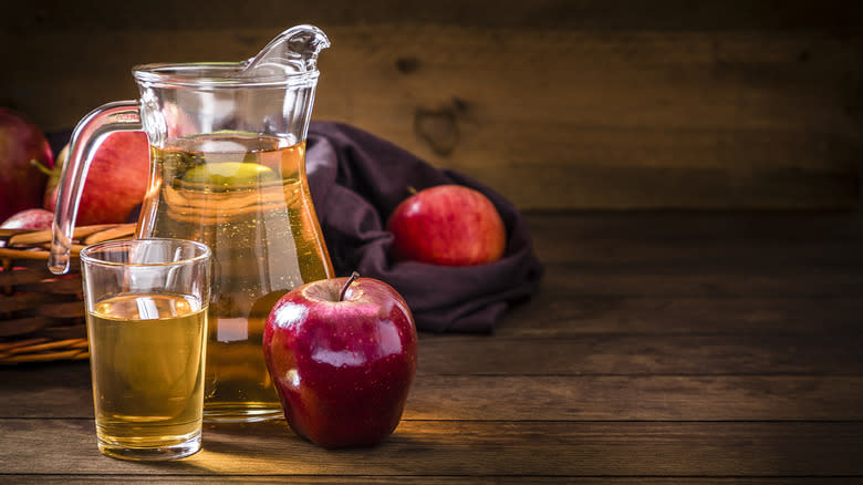 Apple juice on a table