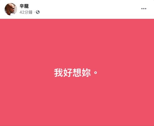 辛龍悲痛發文。（圖／翻攝自辛龍Facebook）