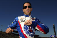 Helio Castroneves of Brazil, driver of the #3 Team Penske Dallara Chevrolet during practice for the IZOD IndyCar Series MAVTV 500 World Championship at the Auto Club Speedway on September 14, 2012 in Fontana, California. (Photo by Robert Laberge/Getty Images)