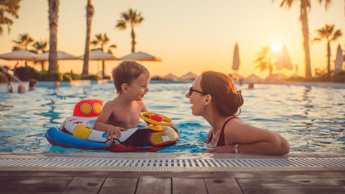 Family having fun on summer vacations.