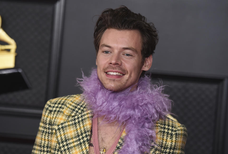 Harry Styles at the 2021 Grammys - Credit: Jordan Strauss/Invision/AP