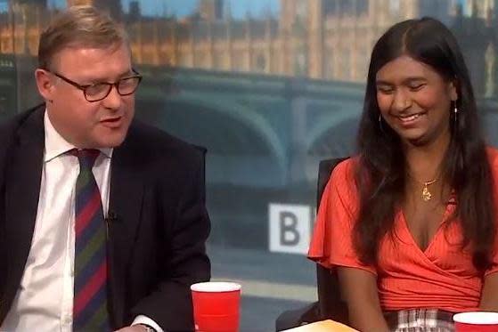 The Brexiteer was locked in a fiery debate about democracy with left-wing commentator Ash Sarkar (BBC Two/ Politics Live)