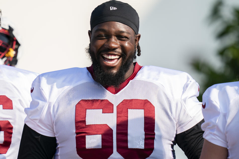 Washington Commanders offensive tackle Jaryd Jones-Smith. (AP Photo/Stephanie Scarbrough)