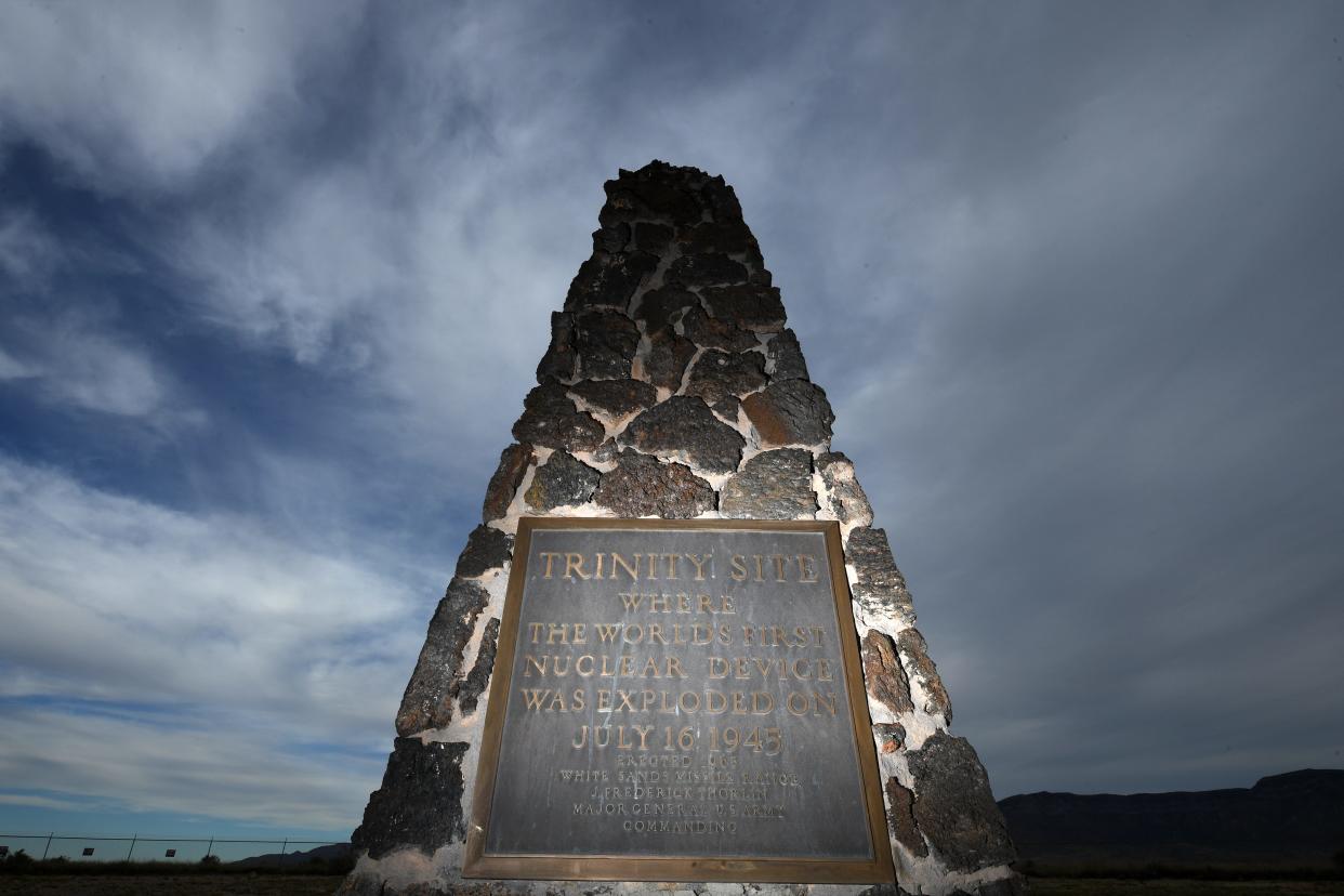 A monument is seen at the Trinity Site on Friday October 14, 2022 in White Sands Missile Range, NM.