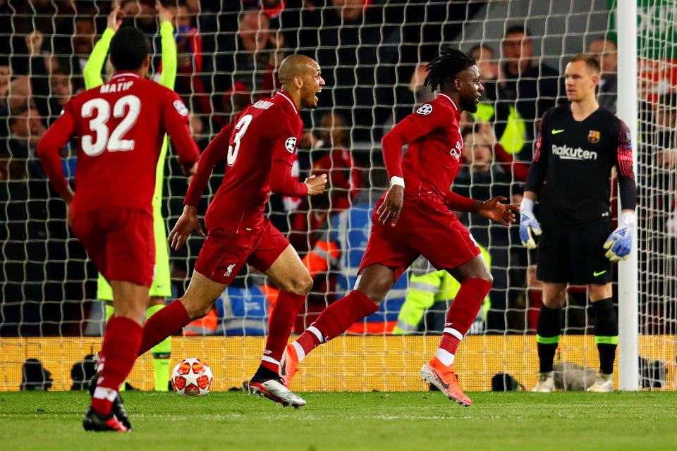 Divock Origi celebrates (Photo by Chris Brunskill/Fantasista/Getty Images)