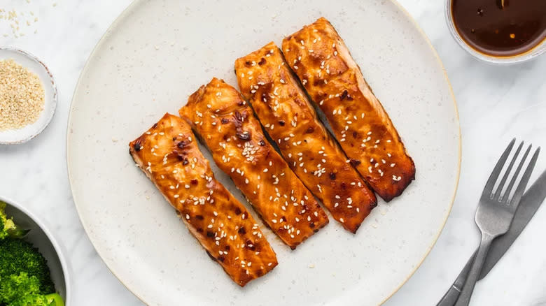 miso salmon on plate