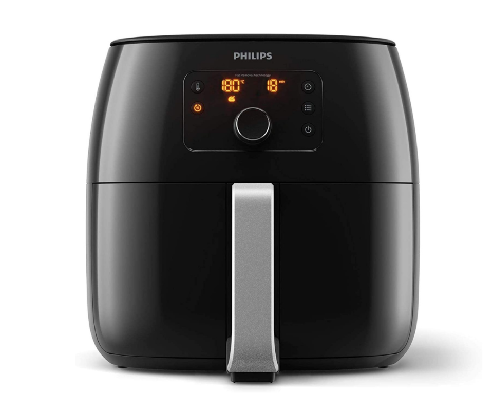 A black Philips Air Fryer against a white background.