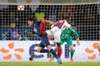 Soccer Football - Paris Saint Germain v AS Monaco - French Cup Semi-Final - Parc des Princes stadium, Paris, France - 26/04/2017. Edinson Cavani of Paris Saint Germain in action against Safwan Mbae of AS Monaco. REUTERS/Charles Platiau