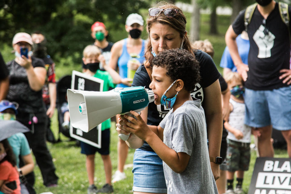 Nolan spricht vor den Teilnehmern der "Black Lives Matter"-Demo, die er am 27. Juni veranstaltete (Foto: Bailey Elizabeth Rogers)