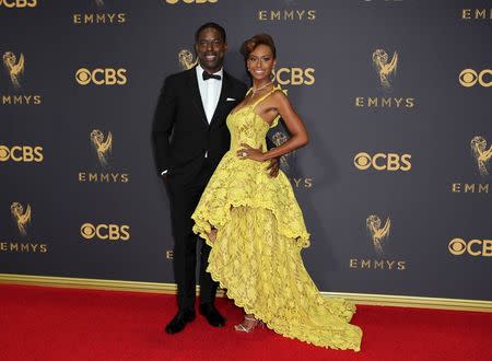 69th Primetime Emmy Awards – Arrivals – Los Angeles, California, U.S., 17/09/2017 - Actors Sterling K. Brown and Ryan Michelle Bathe (R). REUTERS/Mike Blake