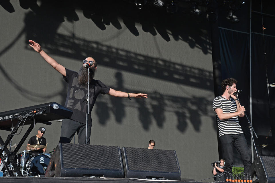 <p>Sebu Simonian (L) and Ryan Merchant of Capital Cities perform onstage during the 2017 Firefly Music Festival on June 17, 2017 in Dover, Delaware. (Photo by Kevin Mazur/Getty Images for Firefly) </p>