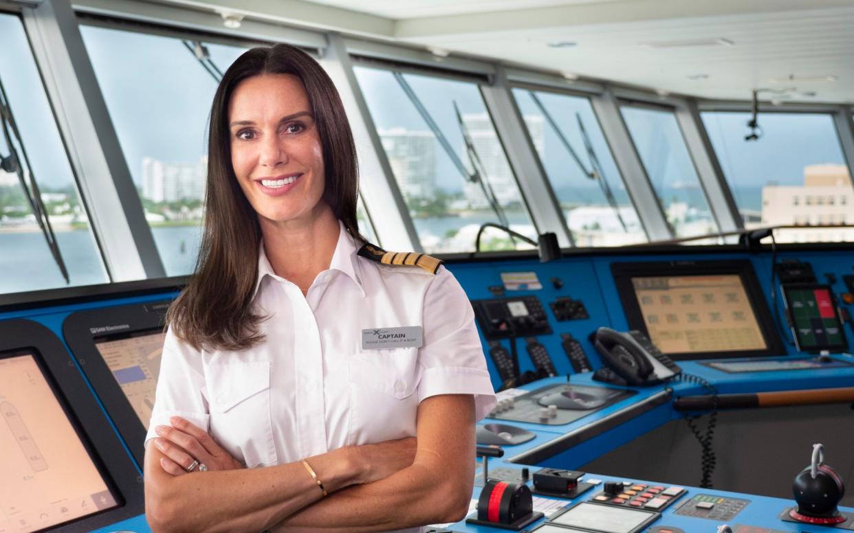 Kate McCue on the bridge of Celebrity cruise ship