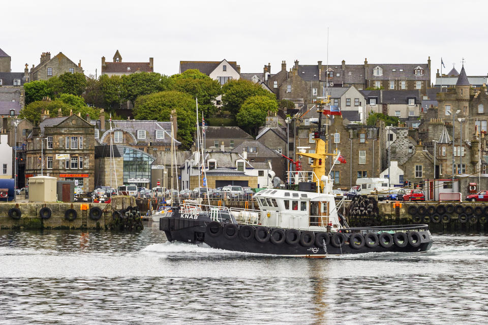 A tugboat in Lerwick, the largest settlement in the Shetland islands. (Getty)
