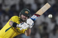 Australia's Matthew Wade plays a shot during the second T20 cricket match between India and Australia, in Nagpur, India, Friday, Sept. 23, 2022. (AP Photo/Rafiq Maqbool)