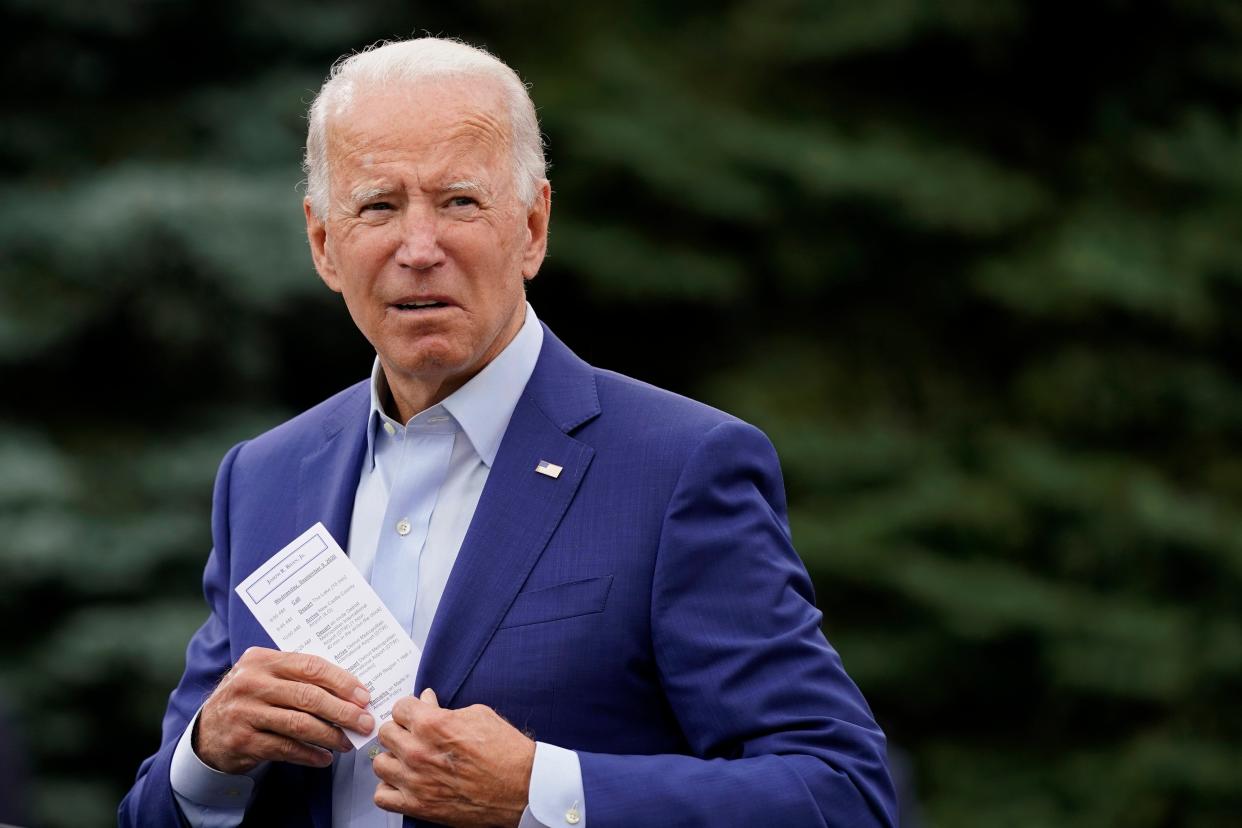 The Democratic presidential nominee, Joe Biden, attacks Donald Trump on national security (AP)