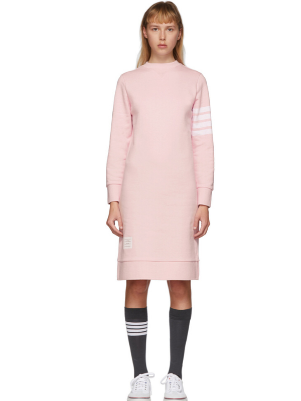 Thom Browne Pink 4-Bar Sweater Dress. Image via Ssense.