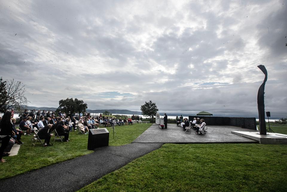 Several hundred people attended a ceremony marking the 22nd anniversary of the Sept. 11 attacks on the World Trade Center at the Rockland County 9/11 Memorial at Haverstraw Bay County Park in Haverstraw Sept. 11, 2023.